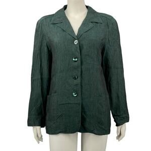Weekend Max Mara Jacket Women 8 Green Flax Linen Blazer Quiet Luxury Work Office
